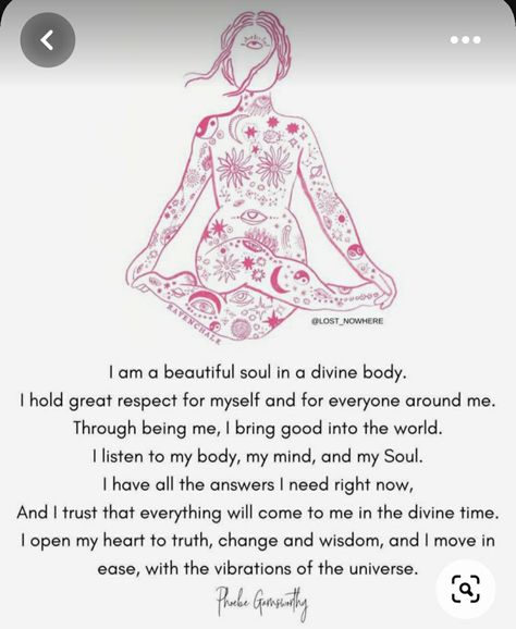 Yoga Self Love, Divine Feminine Mantra, Personal Growth Tattoos For Women, Witchy Self Love, Goddess Manifestation, Witchy Affirmations, Spiritual Quotes For Women, Witch Affirmations, Higher Self Art