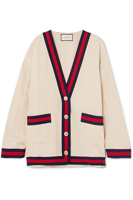 Remember the Gucci cardigan everyone was obsessed with? We've found the best dupe and it looks identical | HELLO! Gucci Cardigan, Gucci Pumps, Gucci Top, Gucci T Shirt, Silk Cardigan, Gucci Gucci, Cashmere Blend Sweater, Katie Holmes, Dolce E Gabbana