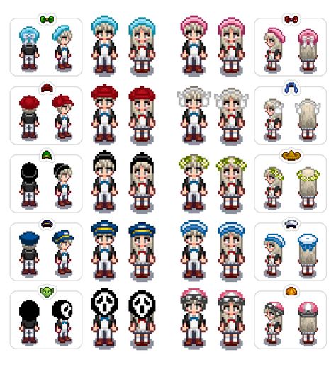 Coii's All Hats Pack at Stardew Valley Nexus - Mods and community Stardew Perler, Stardew Mods, Boy Hairstyle, Pixel Character, Stardew Valley Layout, Stardew Valley Tips, Stardew Valley Farms, Stardew Valley Fanart, Pixel Characters