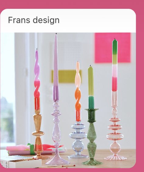 Deco Accessories, Mid Century Christmas, Diy Presents, Glass Candlesticks, Estilo Art Deco, Colorful Candles, Glass Candle Holders, Color Therapy, Glass Candle