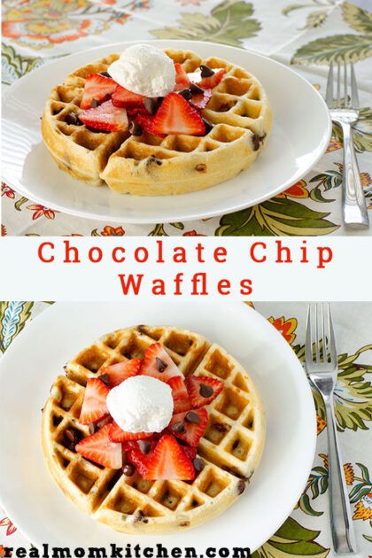 Chocolate Chip Belgian Waffles, Choc Chip Waffles, Chocolate Chip Waffle Recipe, Chocolate Chip Waffles, Mom Kitchen, Belgian Waffle Maker, Waffle Recipe, Small Microwave, Real Mom