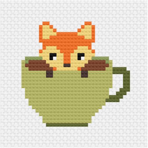 Teacup Cross Stitch, Intarsia Crochet, Pixel Grid, Cross Stitch Pattern Maker, Tiny Cross Stitch, Easy Cross Stitch Patterns, Pola Kristik, Disney Cross Stitch, Mini Cross Stitch