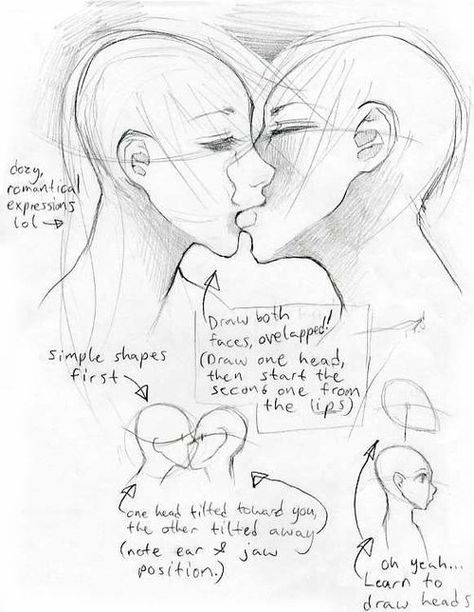 Drawing a kiss - http://blasphemoustoast.tumblr.com/post/39545688980#: Drawing A Kiss, Painting Bodies, Portret Drawing, Drawing Figures, 얼굴 드로잉, Reference Drawing, Fete Anime, Guided Drawing, Drawing Lessons