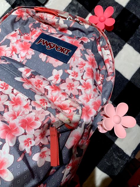 back to school bookbag girly aesthetic flowers cherry blossoms flower hair claw clips Backpacks Jansport, Cherry Blossoms Flower, Girly Backpacks, Flower Hair Claw, Cool School Supplies, Girly Aesthetic, Aesthetic Flowers, Hair Claw Clips, Cherry Blossom Flowers