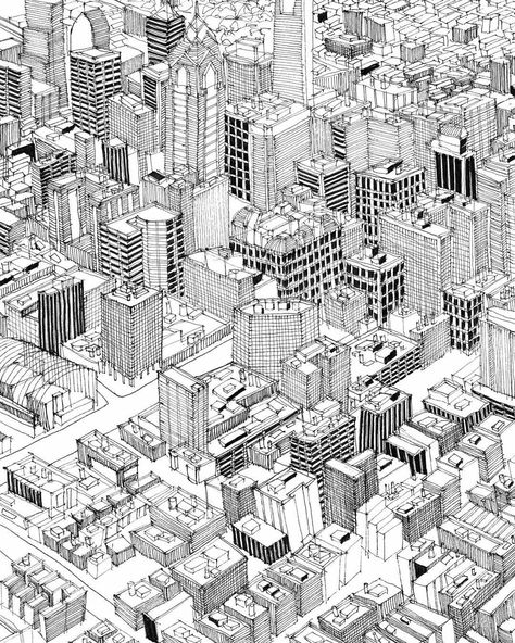 Our new Instagram addiction: the architectural sketches of 21.am City Perspective, Isometric Sketch, Cityscape Drawing, Architectural Sketches, Samurai Artwork, Building Drawing, Building Illustration, City Drawing, Perspective Art