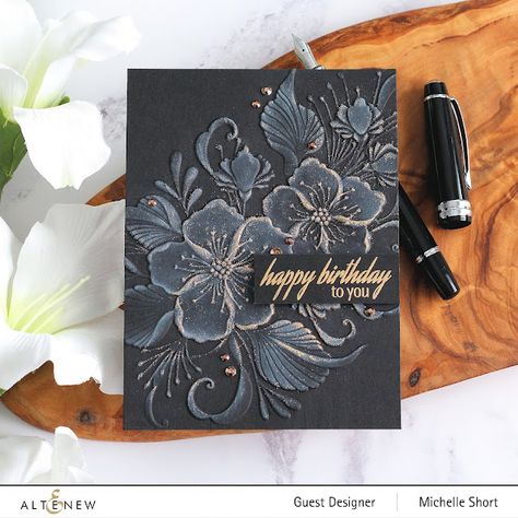 The Card Grotto: Altenew | Exotic Garden Stamps/Dies/Stencils/Embossing Folders Collection Release Blog Hop + Giveaway 3d Embossing Folders, Silhouette Curio, Altenew Cards, Butterfly Stamp, Embossed Cards, Quick Cards, 3d Christmas, Embossing Folders, Little Flowers