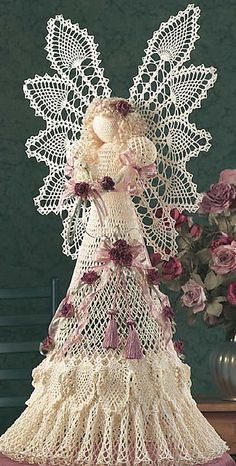 Ravelry: Heavenly Pineapple Angel pattern by Jo Ann Maxwell Háčkovaný Anjel, Crochet Angel Pattern, Angel Pattern, Crochet Angels, Crochet Angel, Angel Tree Topper, Angel Crafts, Crochet Snowflakes, Angel Tree