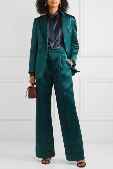 Satin Suit Women, Green Suit Women, Wedding Suit Women, Formal Pant, Suit Styles, Satin Suit, Womens Suit, Woman In Suit, Pant Suits For Women