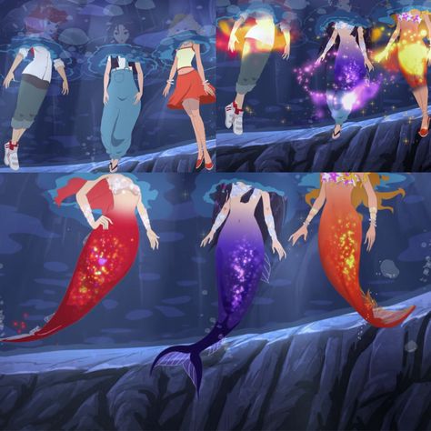 Mermaids Mermaid Transformation Art, H2o Mermaid Adventures, Mermaid Transformation, Fairytale Outfits, Transformation Art, Mermaid Cartoon, Indiana Evans, H2o Mermaids, Anime Mermaid