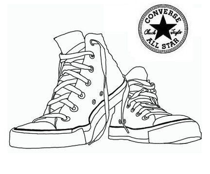 Drawing On Converse, Converse 2020, Shoes Coloring, Converse Drawing, Converse Design, Shoe Poster, High Top Converse, Charcoal Drawings, Contour Drawing