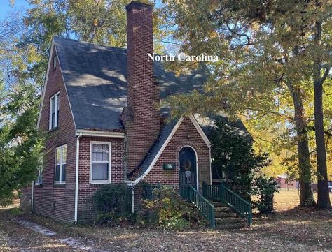 Circa 1955 Brick Tudor Revival For Sale in Henderson, NC Under $90K - Old Houses Under $100K 1920s Tudor Revival, 1920s Tudor, Brick Tudor, Tudor Home, Tudor Revival, Tudor House, Unfinished Basement, Old Houses, Design Inspiration