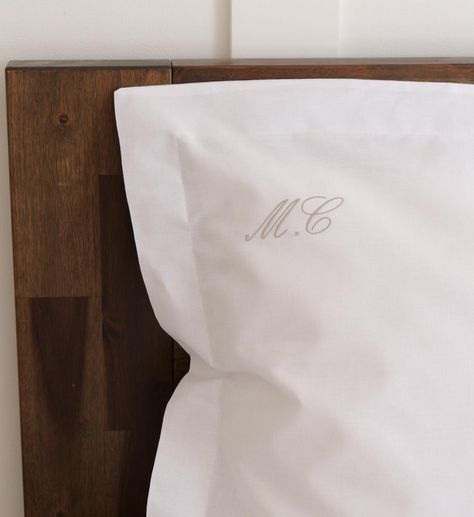 Monogrammed Pillowcase, Embroidery Initials, Pillow Case Embroidery, Monogram Pillowcase, Initial Pillow, Different Font Styles, Yacht Wedding, Business Packaging Ideas, Script Initial