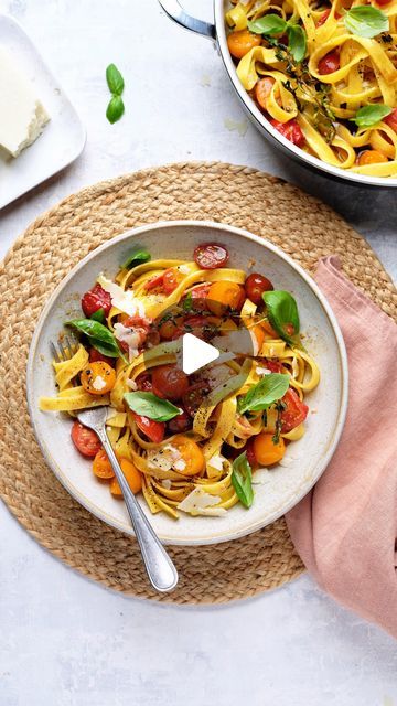 Donal on Instagram: "Brown Butter Confit Tomato Pasta | Everyone needs a quick fix, 15 min pasta recipe in their life for the days when you just need to get something good into you fast, with ingredients from @dunnesstores! 🍅

Serves: 4
Time: 15 mins

250g Dunnes Stores Fresh Tagliatelle
75g butter
2 garlic cloves, finely chopped
500g cherry tomatoes, halved
3 sprigs thyme
100g parmesan, finely grated
Small handful basil leaves, to serve
Sea salt and freshly ground black pepper

Bring a large pot of salted water to a boil. Cook the pasta according to packet instructions or until al dente.
While the pasta is cooking add the butter to a large sauté pan and let it melt. Once the butter is a deep brown and smells nutty, add the garlic along with the tomatoes and thyme, simmer for 3-4 minutes Fresh Tagliatelle Recipe, Boil Cook, Tagliatelle Recipe, Dunnes Stores, Tomato Pasta, Pasta Noodles, Basil Leaves, Large Pots, Deep Brown