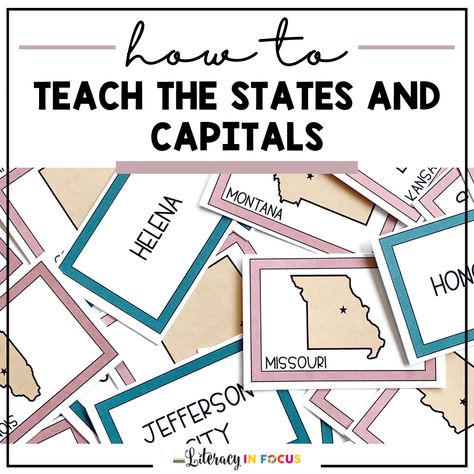 How to Teach Kids the States and Capitals How To Teach States And Capitals, 50 States And Capitals Free Printable, State Capitals Quiz, Learning States, States And Capitals, Social Studies Elementary, How To Teach Kids, Memorization, State Capitals