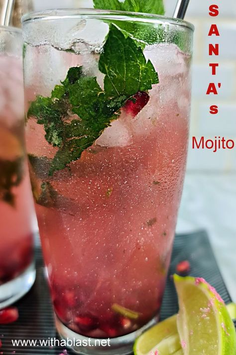 Santa's shimmering Mojito Easy Mojito Recipe, Fun Party Drinks, Mojito Drink, New Years Appetizers, Kid Friendly Drinks, Strawberry Mojito, Refreshing Drinks Recipes, Mojito Recipe, Eggnog Recipe