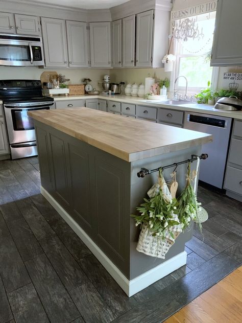 Painted Kitchen Island With Butcher Block Top, 24x48 Kitchen Island, Butcher Block Island Small Kitchen, Butcher Block Counter Island, Diy Kitchen Island For Small Kitchen, Small Eat In Kitchen Island, Small Farmhouse Island, Small Kitchen Island With Butcher Block Top, Cheap Diy Kitchen Island