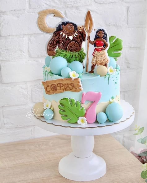 Moana Themed Cake, Moana Cake Design, Moana Theme Cake, Moana Birthday Party Cake, Moana Cakes, Moana Birthday Cake, Moana Birthday Party Theme, Rapunzel Cake, Minion Birthday Cake