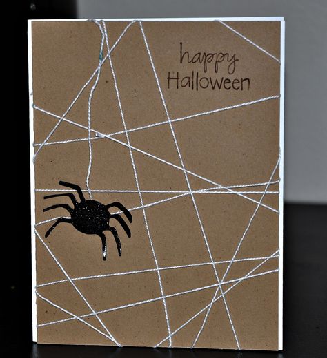 simple Halloween card with web and spider Halloween Cards Handmade Ideas For Kids, Spooky Letters, Spider Card, Halloween Cards Diy, Halloween Paper Crafts, Halloween Kunst, Autumn Cards, Cards Halloween, Carte Halloween