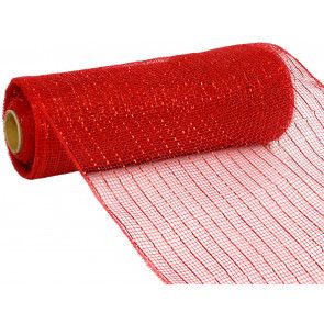 10" Poly Deco Mesh: Metallic Red Deco Mesh Wreath Supplies, Pro Bow, Deco Mesh Ribbon, Plastic Mesh, Cheap Carpet Runners, Red Foil, Wreath Supplies, Mesh Ribbon, Craft Wedding