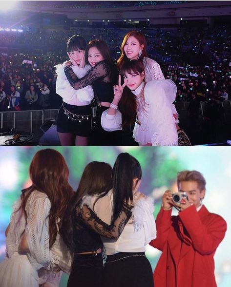 Mino taking a photo of Blackpink YG Family SBS Gayo Daejun 2017 Personality Colors, Yg Artist, Yg Family, 일본 패션, Black Pink Background, 17 Kpop, Blackpink Poster, Blackpink Memes, Kpop Couples