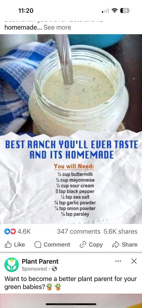 Sea Salt Recipes, Homemade Ranch Dip, Homemade Sauce Recipes, Ranch Dressing Recipe, Ranch Recipe, Salad Dressing Recipes Homemade, Homemade Ranch Dressing, Homemade Ranch, Homemade Salads