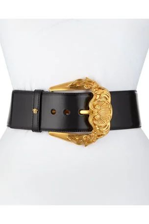 D36J9 Versace Collection Runway Wide Leather Belt w/ Golden Buckle Waist Accessories, Golden Belt, Womens Designer Belts, Versace Runway, Wide Leather Belt, Versace Collection, Designer Belts, Belt Design, Fantasy Fashion