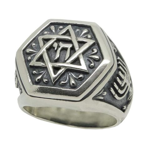 Handcrafted Sterling Silver 925 Custom made “The Star of David” symbol of modern Jewish identity and Judaism Men’s RingSecretium. Known in Hebrew as the Shield of David or Magen David sterling silver men’s ring . Original unique design with beautiful details and amazing art work . Rare piece, top quality, best craftsmanship, handmade . Excellent new condition, heavy, stamped 925  . Intricately detailed lines and antique, rustic finish all around Sterling silver Handmade “The Star of David” styl Southern Manners, Shoulder Armor Tattoo, David Ring, Armor Tattoo, Jewish Symbols, Fantasy Clothes, Geometric Tattoo Arm, Military Tattoos, King Solomon