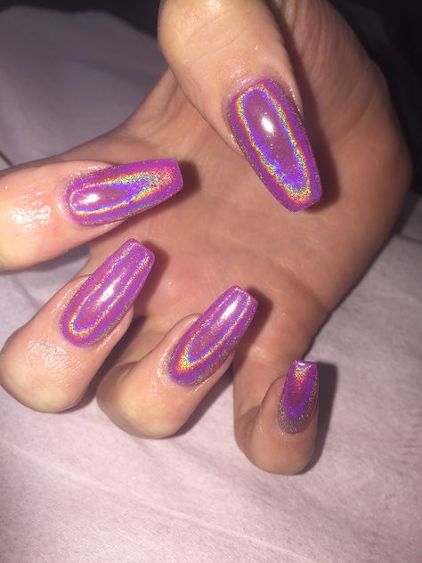 Chrome Chrome Nails Oval, Chrome Metallic Nails, Chrome Nails Art, Fuchsia Nails, Purple Chrome Nails, Purple Chrome, Nails Shellac, Nails Oval, Chrome Nail Art