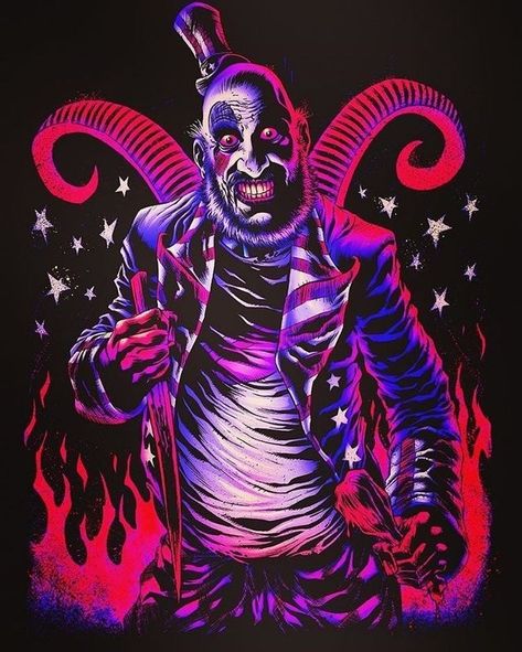 By Kyle Hotz & @beastpop House Of 1000 Corpses Art, Rob Zombie Art, Rob Zombie Film, House Of 1000 Corpses, Captain Spaulding, Horror Pictures, Zombie Art, Cricut Halloween, Evil Clowns