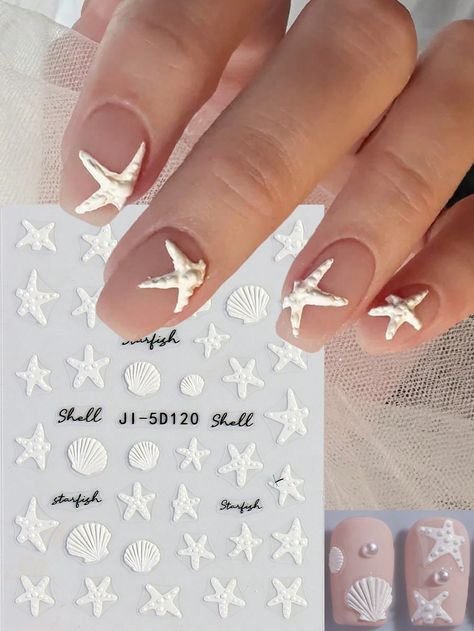 Fish Nails, Nautical Nails, Ocean Fashion, Geometric Graphic, Shell Pattern, Manicures Designs, 3d Nail Art, Nail Art Stickers, 3d Nails