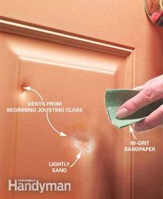 How to fix dents in metal doors or dings and dents in my camper!! Pocket Door Repair, Metal Doors, Old Garage, Home Fix, Door Repair, Family Handyman, Diy Home Repair, Diy Repair, Door Makeover