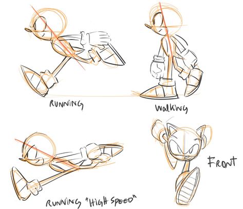 Sonic Drawing Ideas, Sonic Body Tutorial, Sonic Running Drawing, Sonic How To Draw, Sonic Art References, Sonic Anatomy Tutorial, Drawloverlala Sonic, Sonic Sketch Art, Sonic Side Profile