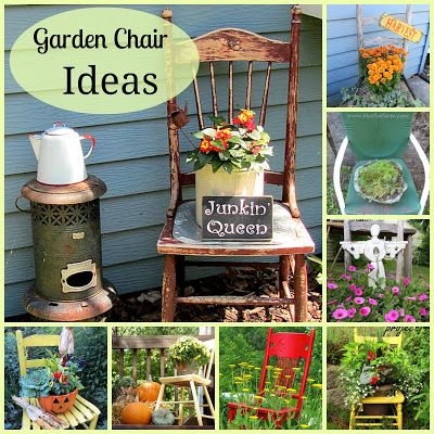 Garden Chair Ideas - add some art to your garden! Chair Planter, Shed Decor, Upcycle Garden, Garden Junk, Chair Ideas, Garden Chair, Old Chairs, Old Chair, Garden Containers