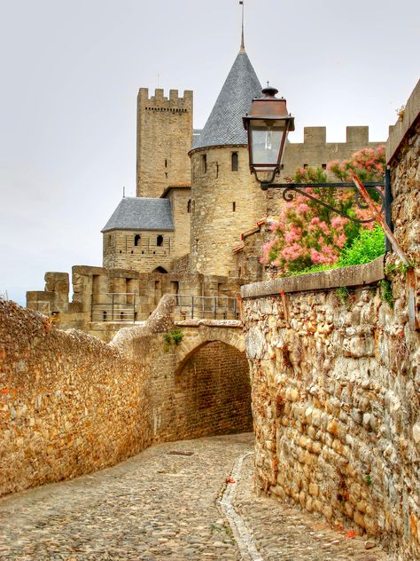 Castle-in-carcassonne Carcassonne France, Famous Castles, Castle Ruins, Chateau France, Beautiful Castles, A Castle, Old Stone, Medieval Castle, Beautiful Buildings