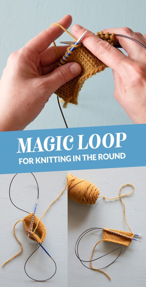 Magic Loop Knitting, Circular Knitting Patterns, Addi Knitting Machine, Knitting In The Round, Easy Knitting Projects, Knitting Group, Knitting Basics, Knitting Tutorials, Beginner Knitting Patterns