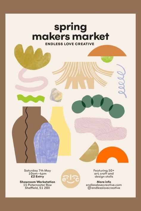 Artwork by Han Valentine, in the UK, contemporary art market marketing. Hosted by Endless Love Creative in Sheffield, May 7th 2022 Art Market Poster, Camping Graphic Design, Han Valentine, Market Poster Design, Market Illustration, Valentine Poster, Market Poster, Entry Design, 카드 디자인