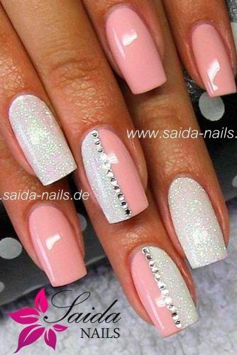 Daily Charm: Over 50 Designs for Perfect Pink Nails ★ Rose Nail Design, Peach Nails, Pink Nail Art, Rose Nails, Super Nails, Pink Nail Designs, Gem Nails, Pink Nail, Nails Desing