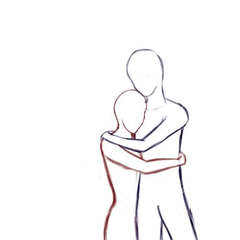 Draw People Hugging, Easy Realistic Drawings, Cute Drawings Of People, Trin For Trin Tegning, Hugging Drawing, Easy People Drawings, People Hugging, Friends Hugging, Cartoon Drawings Of People