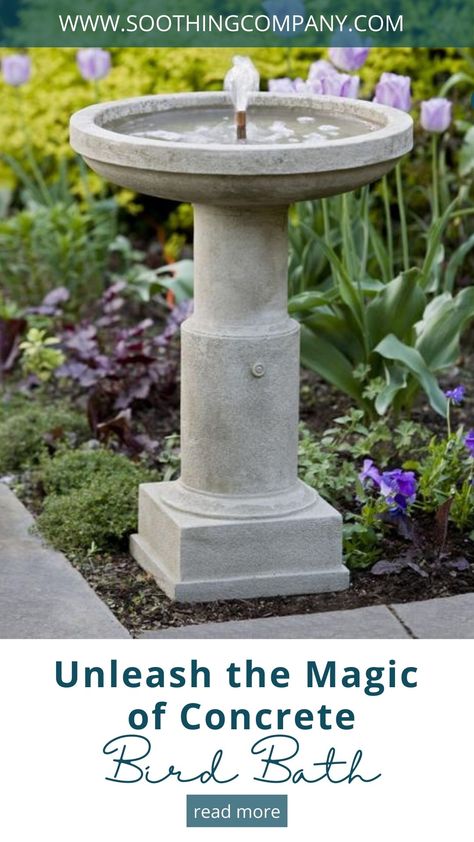 Transform your garden into a serene oasis for your feathered friends with stunning concrete bird baths. These exquisite bird bath designs not only provide a refreshing water source for birds but also serve as charming focal points in your outdoor space. Explore the best bird bath materials and learn essential bird bath care tips to create a haven for avian visitors. Diy Solar Fountain, Concrete Bird Bath, Concrete Fountains, Campania International, Outdoor Water Features, Garden Water Fountains, Bird Bath Fountain, Solar Fountain, Stone Fountains