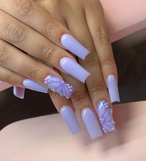 Acrylic Nails Lilac, Gel Nails Butterfly, Lilac French Tip Nails, Ombre Nails Gel, Lilac Nail Designs, Nails Lilac, Acrylic Nails Chrome, Lilac Nails Design, Lilac Shades