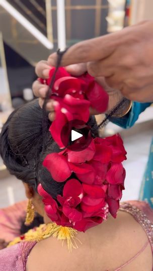 3.3M views · 162K reactions | An amazing rose petal arrangements for bride. Bridal bookings dial 7788994493, 9074880283  # #flowersettingideas #bridesofkerala #hindubride #bridalwear #sareelove #thanimabeautylounge #thanimabeautyparlour #bridalwear #sareelove #bridesofkerala #hindubride #sareesetting | Thanima Beauty Lounge | thanimabeautylounge · Original audio Rose Petal Hairstyle, Rose Bun Hairstyle, Rose Bun, How To Make Rose, Short Hair Bun, Hindu Bride, Bengali Wedding, Hair Scarf Styles, White Jasmine