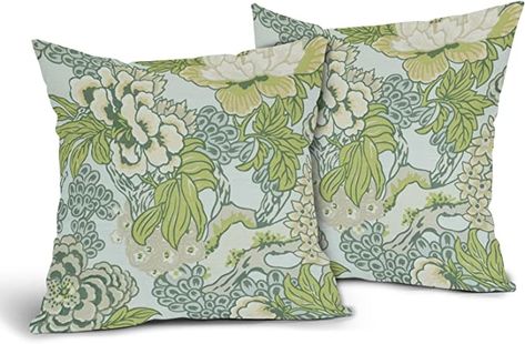 Amazon.com: Spring Green Flowers Pillow Covers 2 Packs 18x18 Inch Vintage Turquoise Floral Throw Pillows Chinoiserie Decor Cushion Cover Linen for Patio Furniture Sofa Bedroom Indoor Outdoor : Home & Kitchen Chinoiserie Pillow Covers, Green Chinoiserie, Chinoiserie Pillow, Chinoiserie Decor, Flowers Pillow, Green Pillow Covers, Chinoiserie Decorating, Vintage Throw Pillows, Throw Pillow Styling