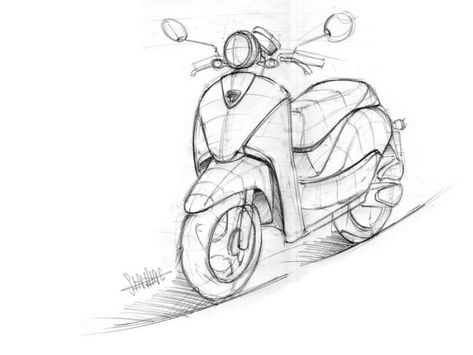 motorcycle sketches by Sen Heng at Coroflot.com Bike Drawing Simple, Scooter Drawing, Motorcycle Drawing, Bike Drawing, Bike Sketch, Human Figure Sketches, Prismacolor Art, Isometric Drawing, Pen Art Drawings