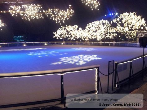 @ Seoul, Korea. (Feb 2012) Ice Skating Ring @ Hyatt  Hotel. Winter Skating Ring, Indoor Ice Skating Rink, Indoor Ice Skating, Background References, Hyatt Hotel, Mha Dr, Ice Ring, Game Place, Ice Skating Rink