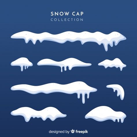 Snow cap collection Free Vector | Premium Vector #Freepik #vector #winter #snow #design #ornaments How To Draw Snow, Snow Map, Circular Logo Design, Sea Clipart, Snow Design, Snow Illustration, Mother's Day Theme, Snow Cap, Snow Vector