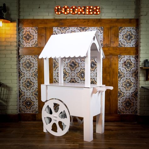 Candy Cart , Large 6ft Cake Stand , Mini Bar , Gloss White Sweet Cart , Heavy Duty Cardboard , Eco Friendly , Sturdy & Reusable - Etsy Sweet Cart, Cardboard Creations, Sweet Carts, Wooden Cart, Candy Cart, Star Candy, Food Cart, Corrugated Cardboard, Party Props