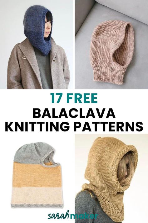 Whether you love spending time outside in the winter or just want to stay warm and cozy, knit balaclavas are the best way to keep your head and face toasty! They come in many styles – tight-fitting for sports, loose and stylish for wearing around town, or anything in between! Find your next balaclava knitting pattern in this collection of 17 free balaclava knitting patterns for beginner and intermediate knitters. Cavetown Balaclava Pattern, Knit Ski Mask Pattern Free, Crochet Baclava Pattern Free, Kids Balaclava Knitting Pattern Free, How To Knit Balaclava, Baklava Knitting Pattern, Knitting Pattern Balaclava, Knit Hood Pattern Free, Balaclava Hat Pattern