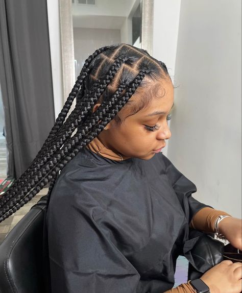 Easy Hairstyles Braids Black, Parting Technique, Medium Large Knotless Braids, Aesthetic Surgeon, Medium Hair Braids, Hair Tea, Braided Hairstyles For Black Women Cornrows, Big Box Braids Hairstyles, Box Braids Hairstyles For Black Women