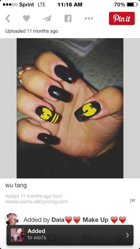 Wu-tang Clan Wu Tang Nail Art, Wu Tang Clan Nails, Wu Tang Nails, Style Nails, Wu Tang Clan, Cute Gel Nails, Uñas Acrilicas, Wu Tang, Art Nails