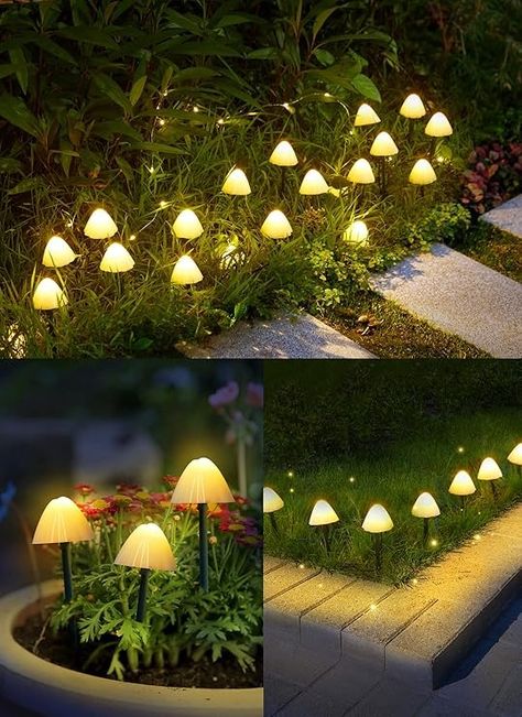 Solar Mushroom Garden Lights for Outside, 20 LED 32.8FT Solar String Lights Outdoor Waterproof for Fence with 8 Lighting Modes, Solar Pathway Lights for Patio Yard Decorative - Amazon.com Mushroom Lights Outdoor, Lights For Patio, Mushroom Garden, Garden Mushrooms, Garden Flower Beds, Solar Pathway Lights, Mushroom Lights, Pathway Lights, Solar String Lights Outdoor